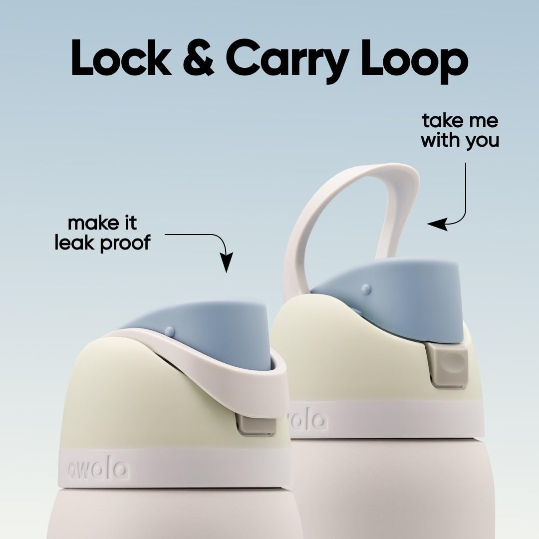 Owala FreeSip straw detail showing built-in straw for easy upright sipping