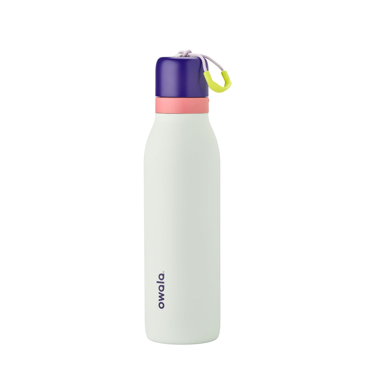 Owala FreeSip Twist front view shows minty color and slim design for easy carry