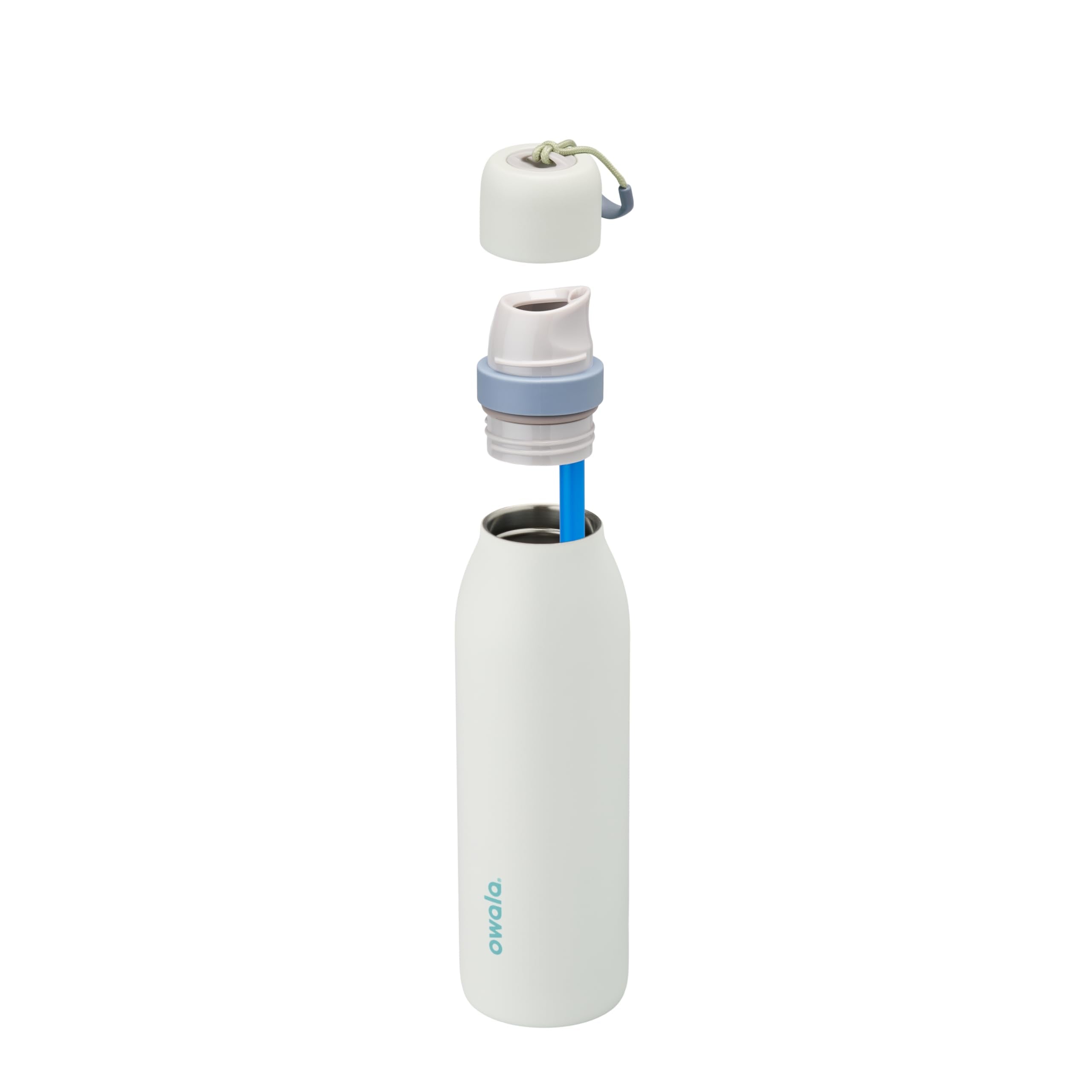 Owala FreeSip Twist lifestyle shot with bag, illustrating portable hydration benefit