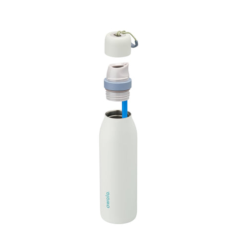 Owala FreeSip Twist lifestyle shot with bag, illustrating portable hydration benefit