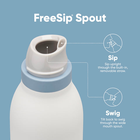 Owala FreeSip Twist side profile displaying stainless-steel finish and durable build