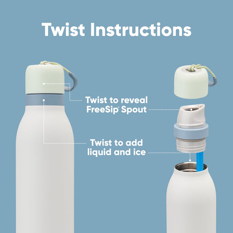 Owala FreeSip Twist straw view showing FreeSip spout for dual sipping options