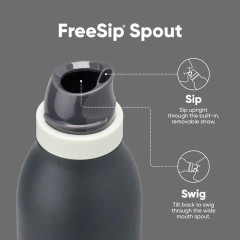 Owala FreeSip Twist held in hand to show 18 oz scale and easy-grip shape, ideal for daily carry