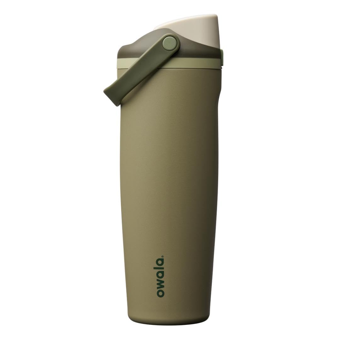 Owala bottle front profile in Off Road showing sleek tapered shape and finish, portable benefit