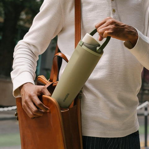 Owala in a hiking setting demonstrating rugged Off Road look and outdoor hydration benefit