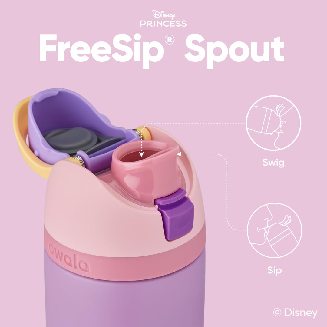Owala Rapunzel lid detail highlighting push-button lock and spill protection