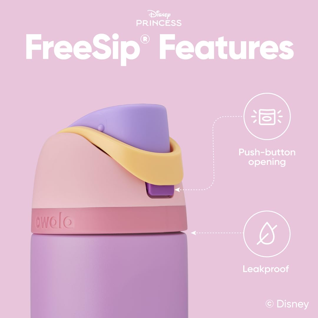 Owala Rapunzel wide mouth filled with ice demonstrating easy filling and cooling