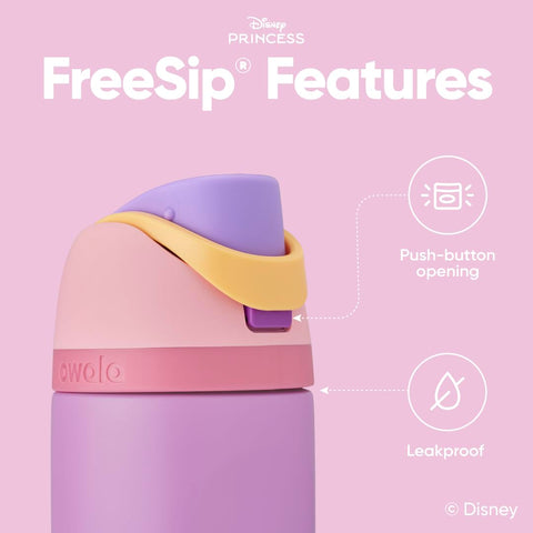 Owala Rapunzel wide mouth filled with ice demonstrating easy filling and cooling