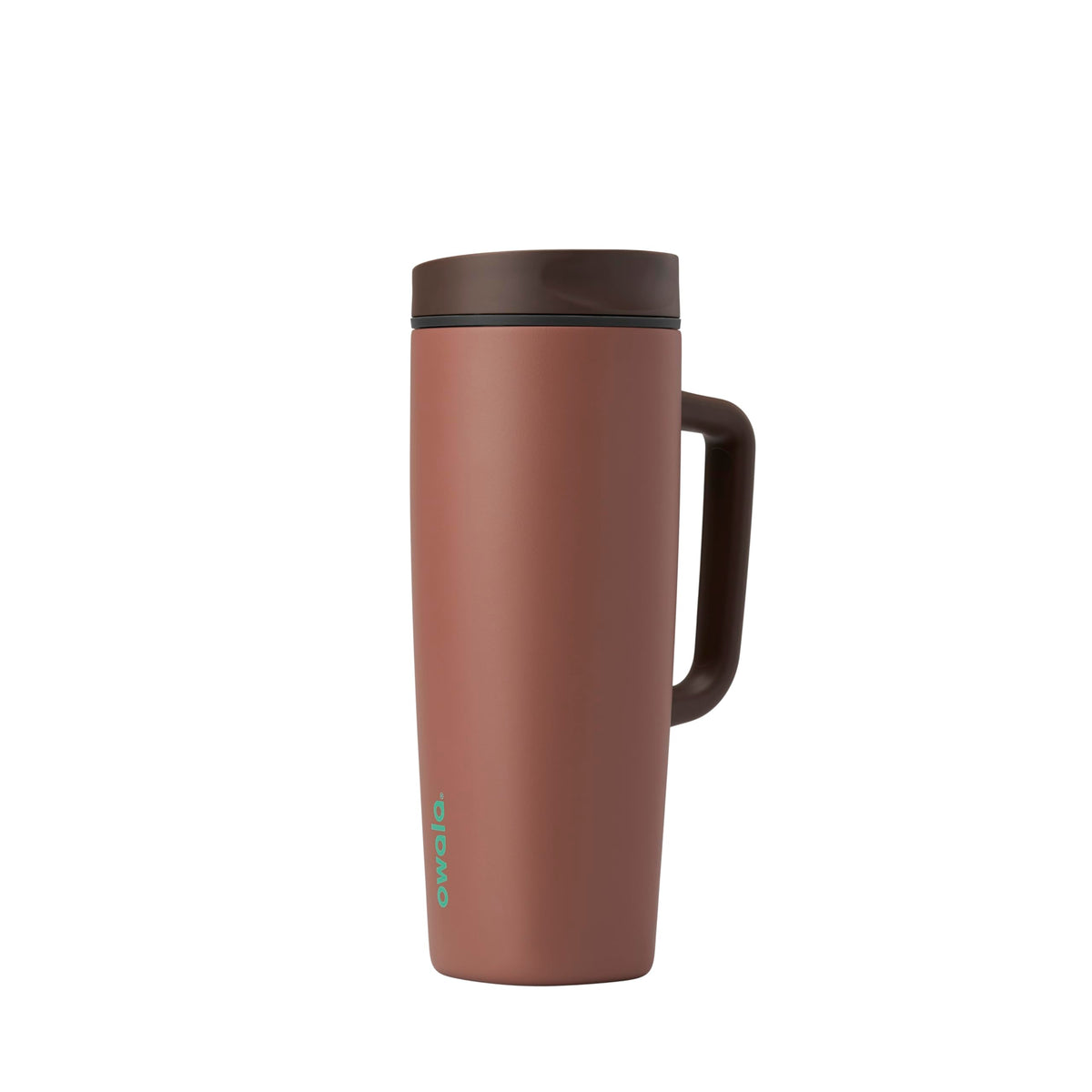 Owala SmoothSip front view showing mug and secure lid benefit