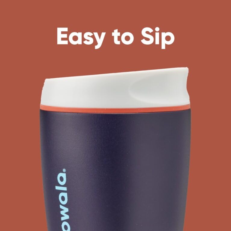 Owala SmoothSip lid detail highlighting smoothsip spout and splash-resistant protection