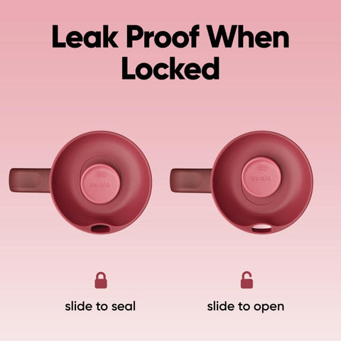 Owala SmoothSip handle detail demonstrating sturdy grip for comfortable carrying