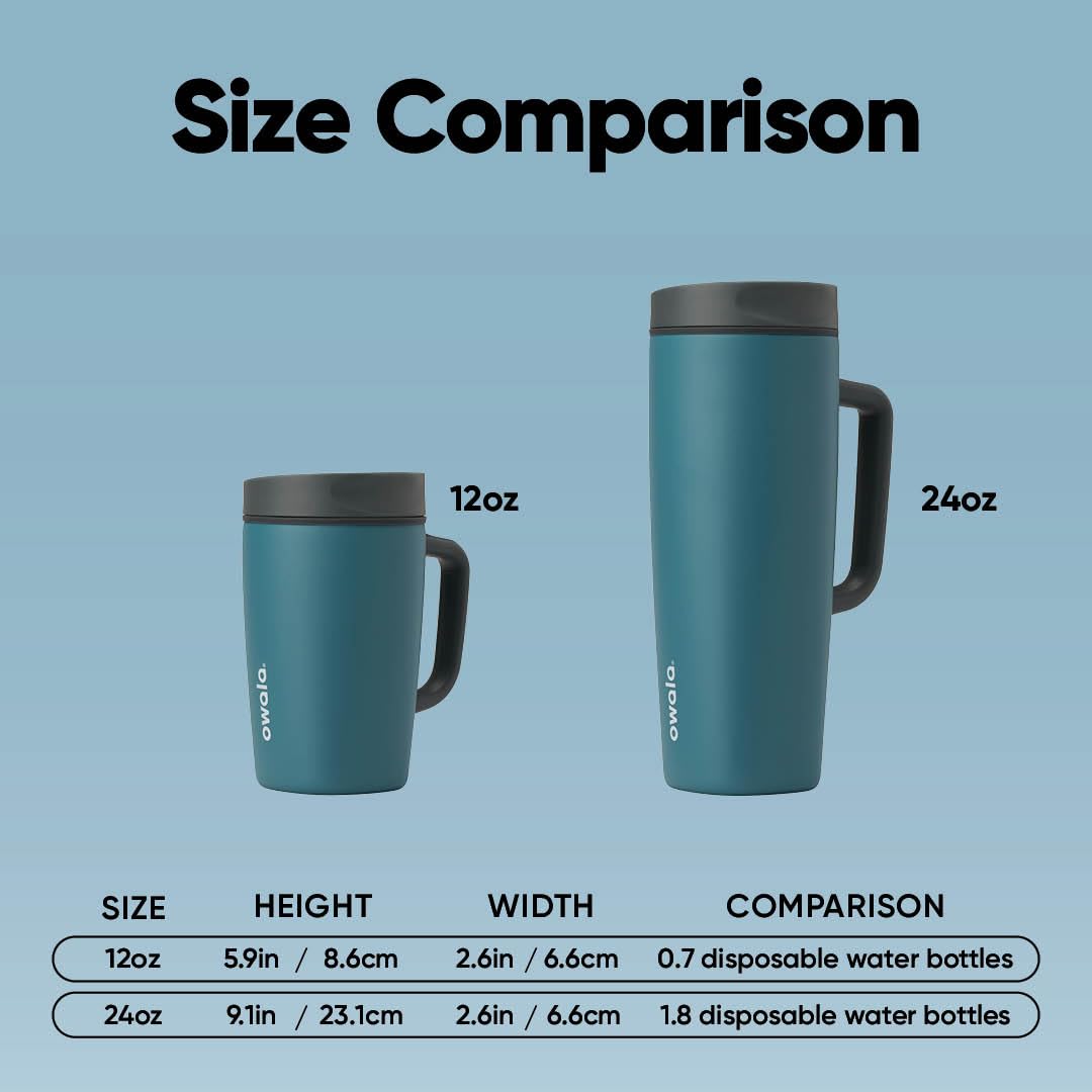 Owala SmoothSip Slider held in hand during commute showing ergonomic sip and travel readiness