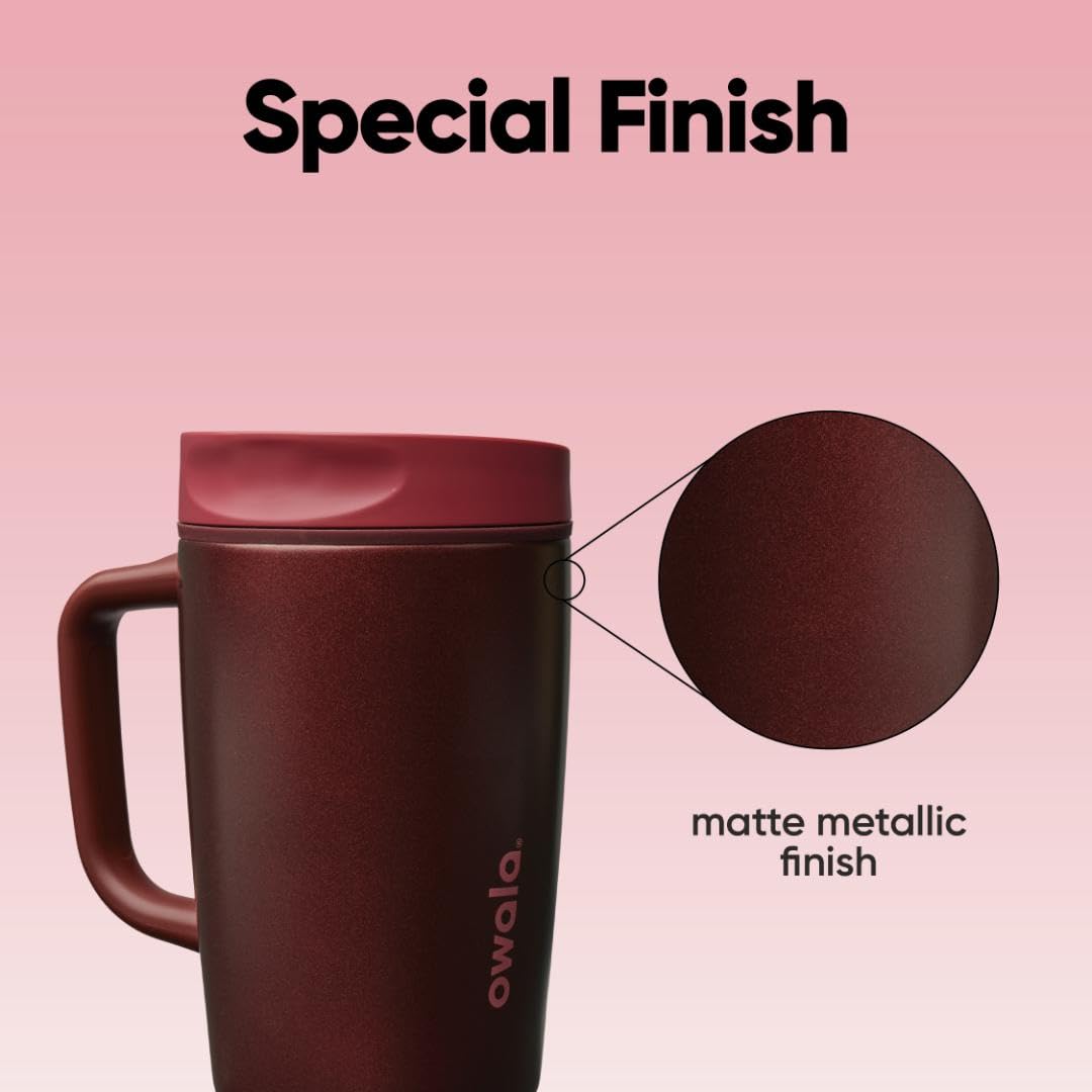 Owala SmoothSip tapered base in car cupholder showing travel compatibility and stability
