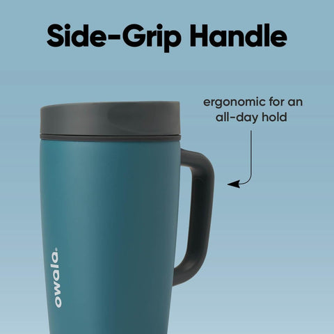 Owala SmoothSip wide-mouth with ice showing easy filling and cooling