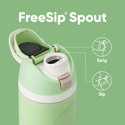 Owala lid close-up with push-button lock for spill prevention benefit