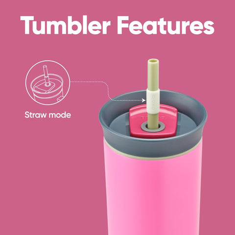 Owala tumbler held in hand to demonstrate 24 oz capacity and comfortable size for portability
