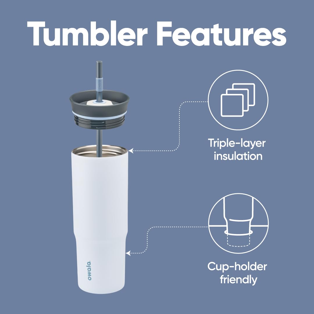 Owala lid detail highlighting 2-in-1 sip-or-swig feature and spill reduction