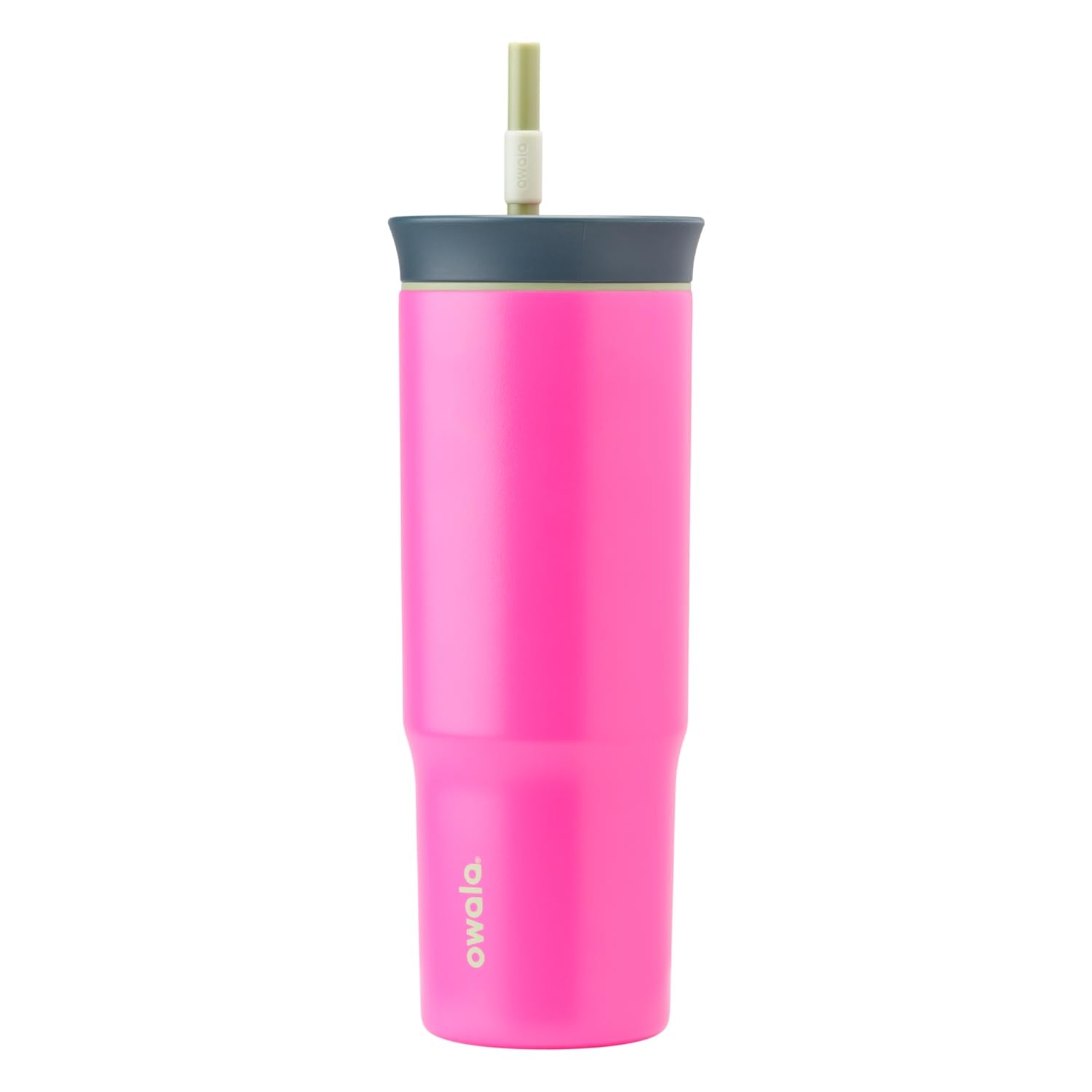 Owala tumbler front view showing Watermelon Breeze finish and ergonomic shape for easy carrying