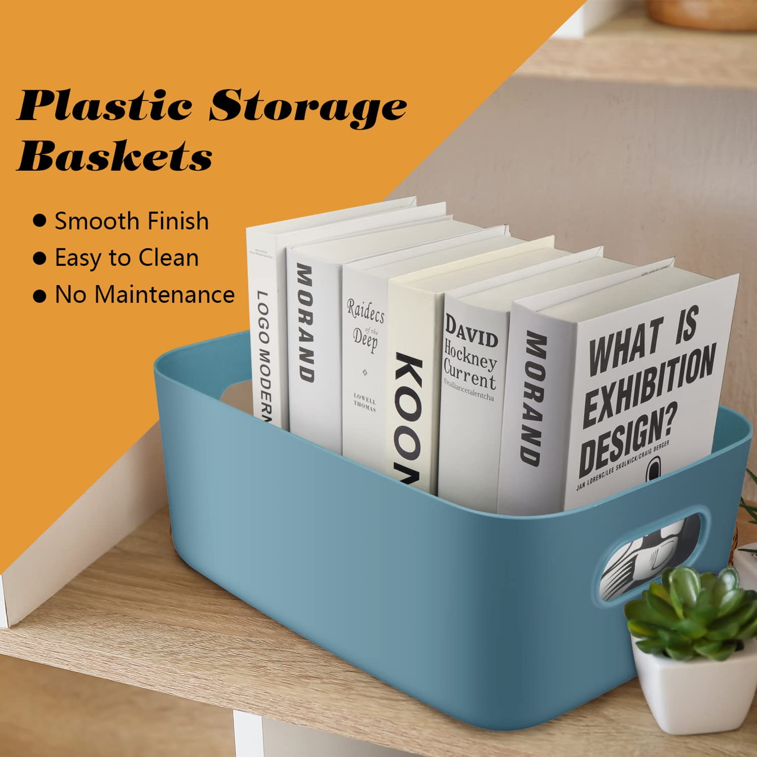 OWill baskets holding pantry items on kitchen shelf for quick access and order