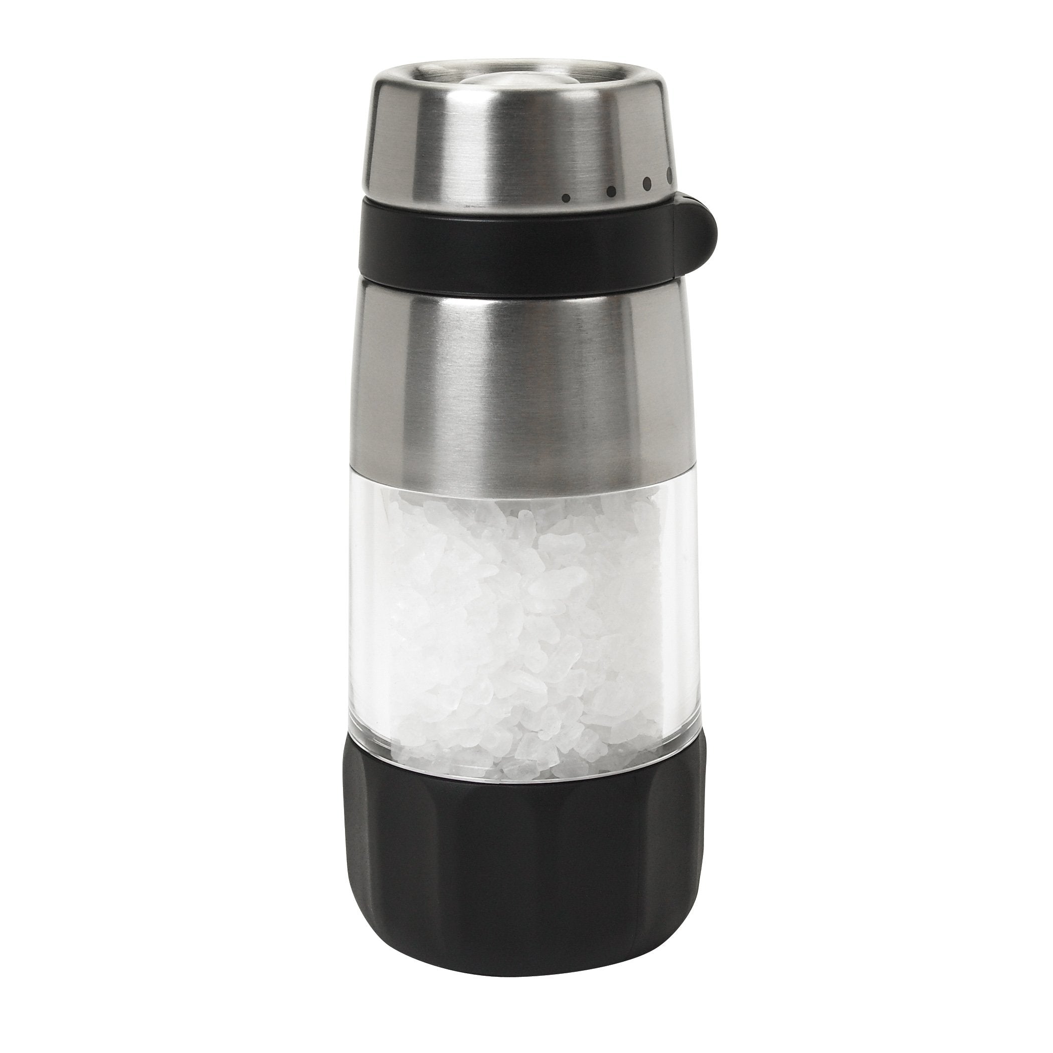 OXO Good Grips used at dining table seasoning food, offering precise adjustable grind