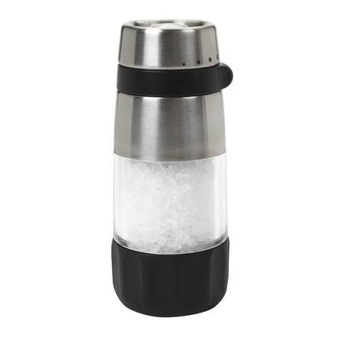 OXO Good Grips used at dining table seasoning food, offering precise adjustable grind