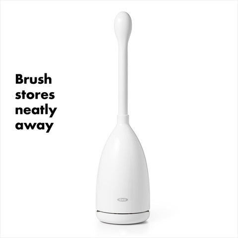 OXO close-up of angled bristles reaching under rim for improved cleaning