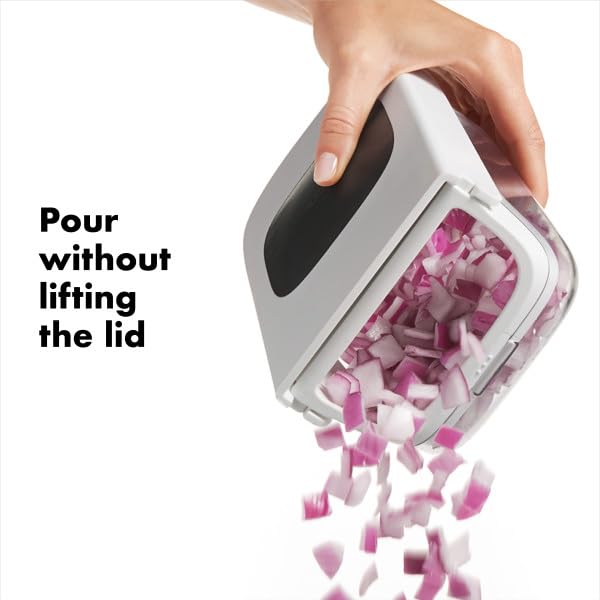 OXO close-up of stainless-steel blades highlighting precise, consistent cuts