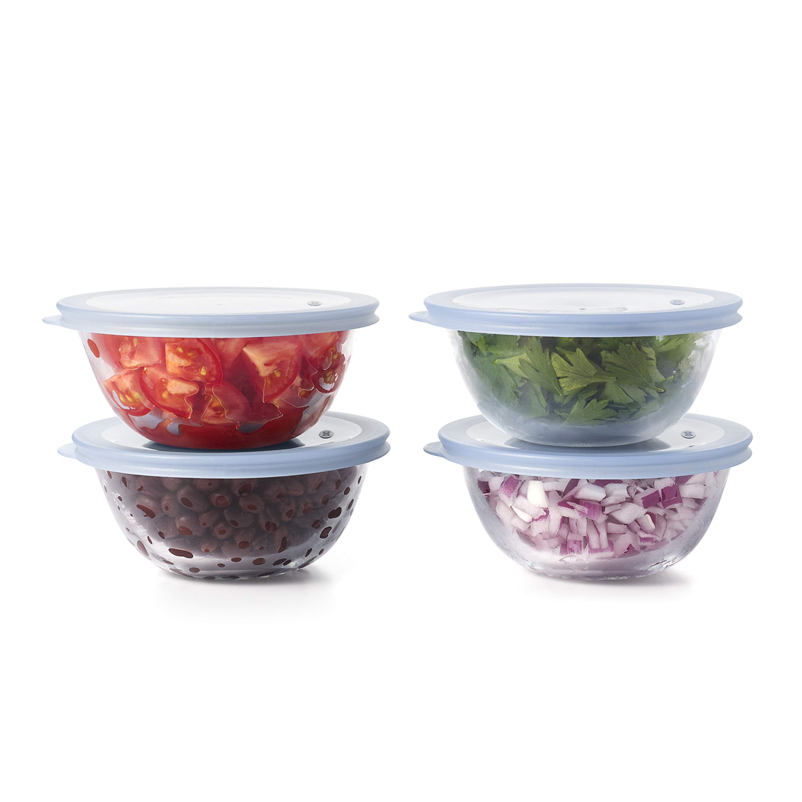 Close-up of OXO borosilicate glass rim showing smooth finish and easy handling