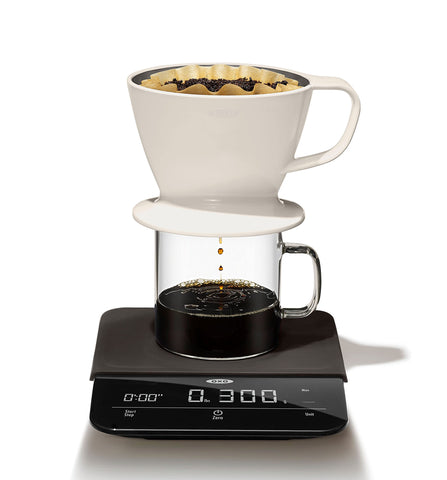 OXO Brew measuring flour for baking to enable accurate ingredient scaling and recipes