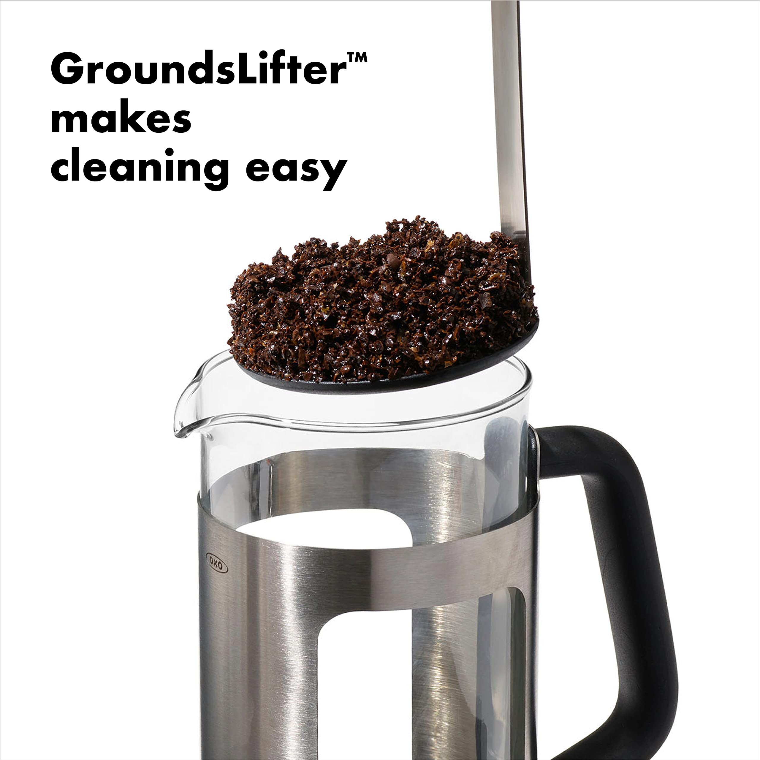 OXO Brew fine mesh filter detail ensuring clear coffee with minimal sediment