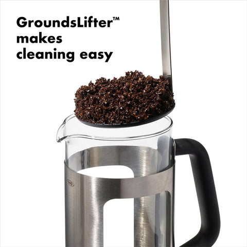 OXO Brew fine mesh filter detail ensuring clear coffee with minimal sediment