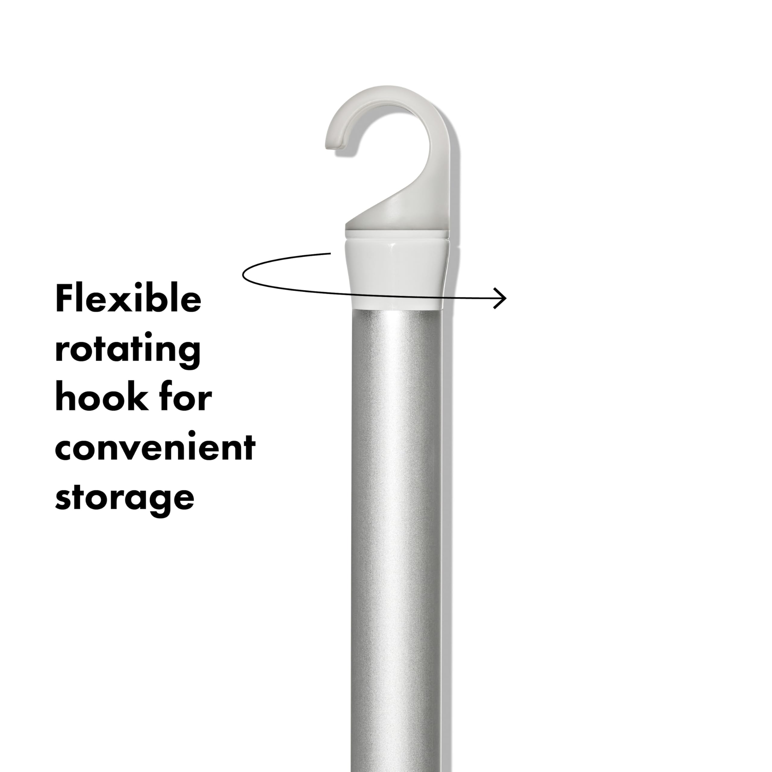 OXO squeegee collapsed handle stored in caddy showing space‑saving benefit