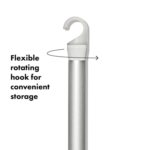 OXO squeegee collapsed handle stored in caddy showing space‑saving benefit