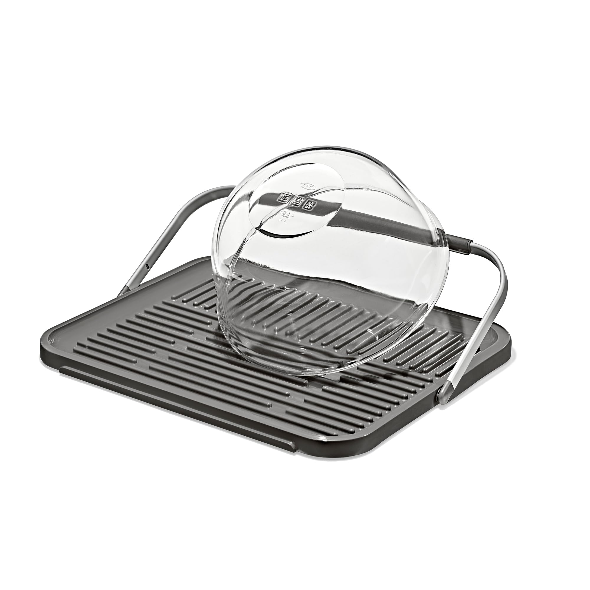 OXO compact drying rack front view showing streamlined design and space-saving benefit