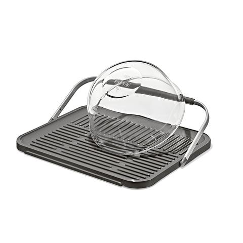OXO compact drying rack front view showing streamlined design and space-saving benefit
