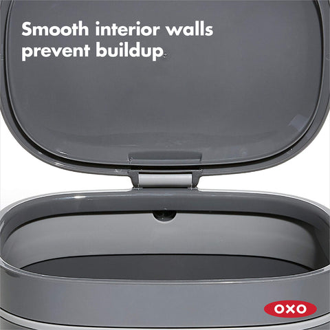 OXO compost bin removable bucket lifted out for dishwasher convenience