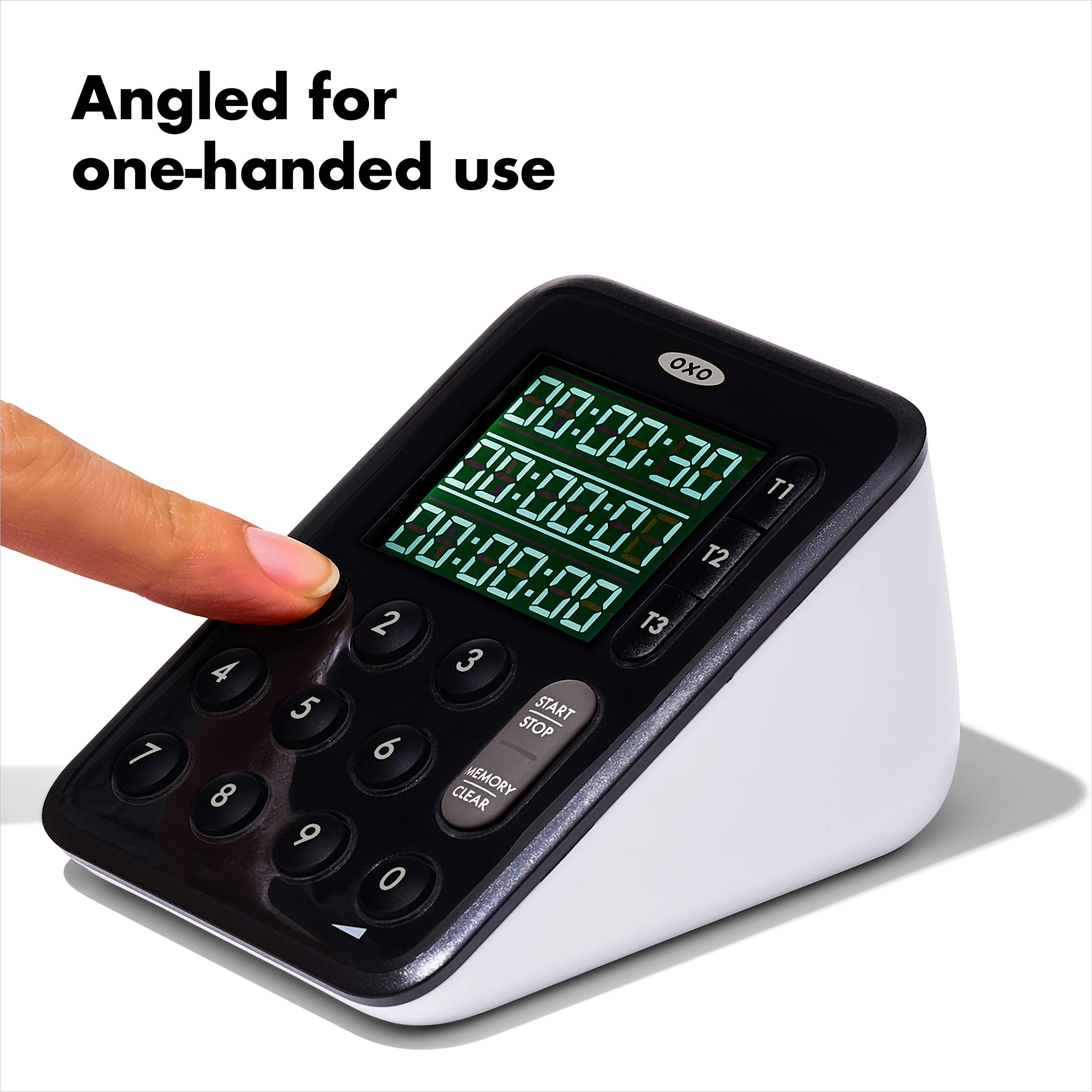 OXO angled side view stable base for one-handed use
