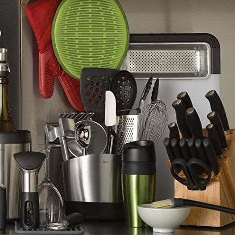 OXO placed in dishwasher indicating dishwasher-safe convenience benefit