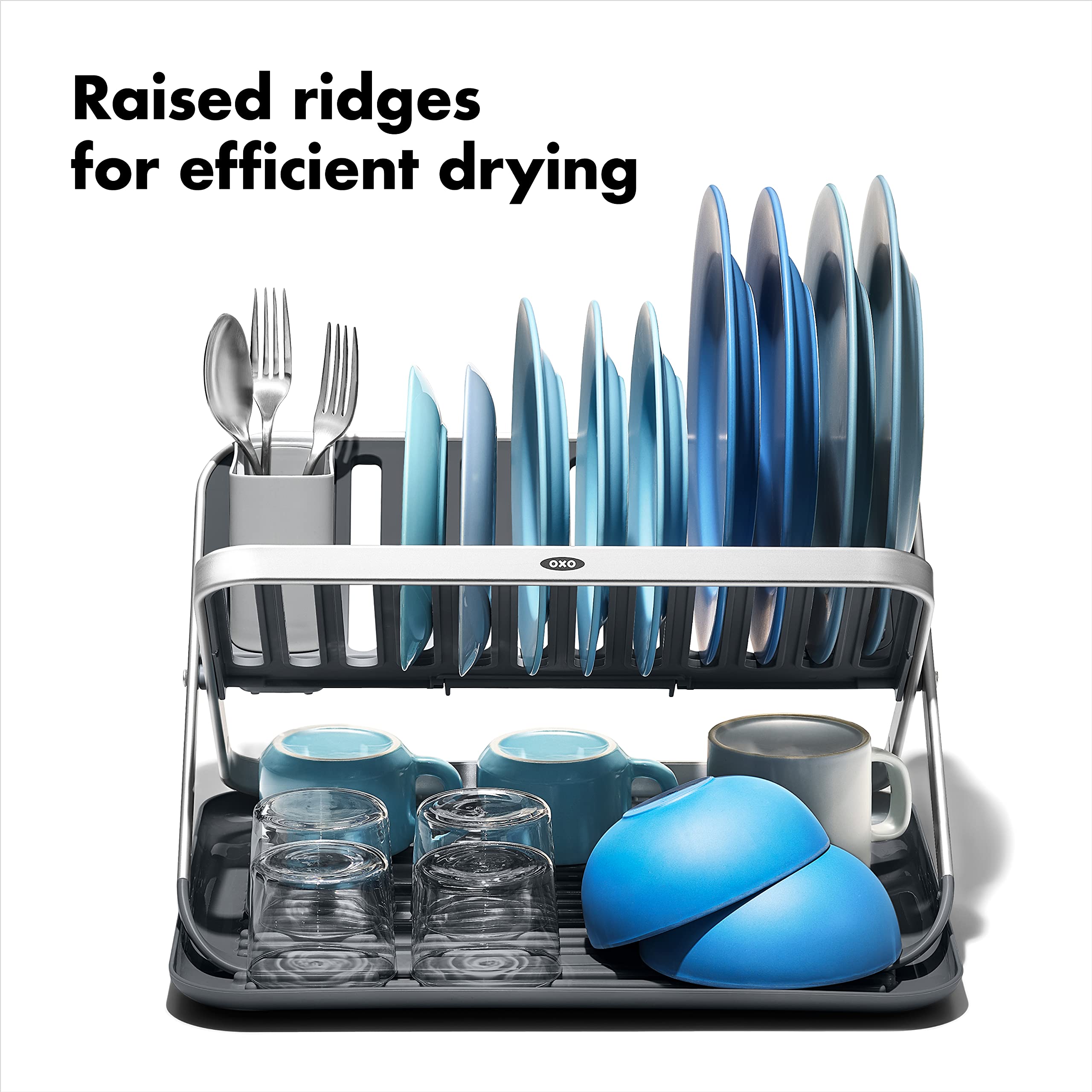OXO folded flat profile demonstrating compact storage convenience