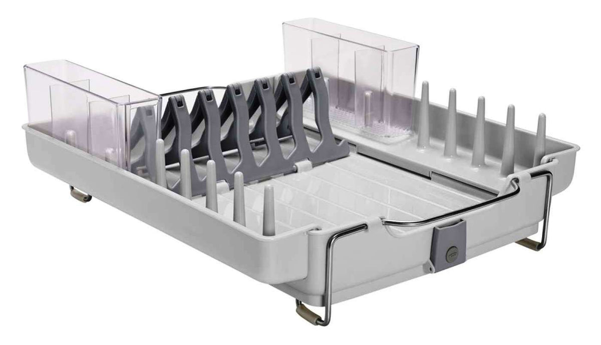 OXO Good Grips rack front view showing folded design and compact storage benefit