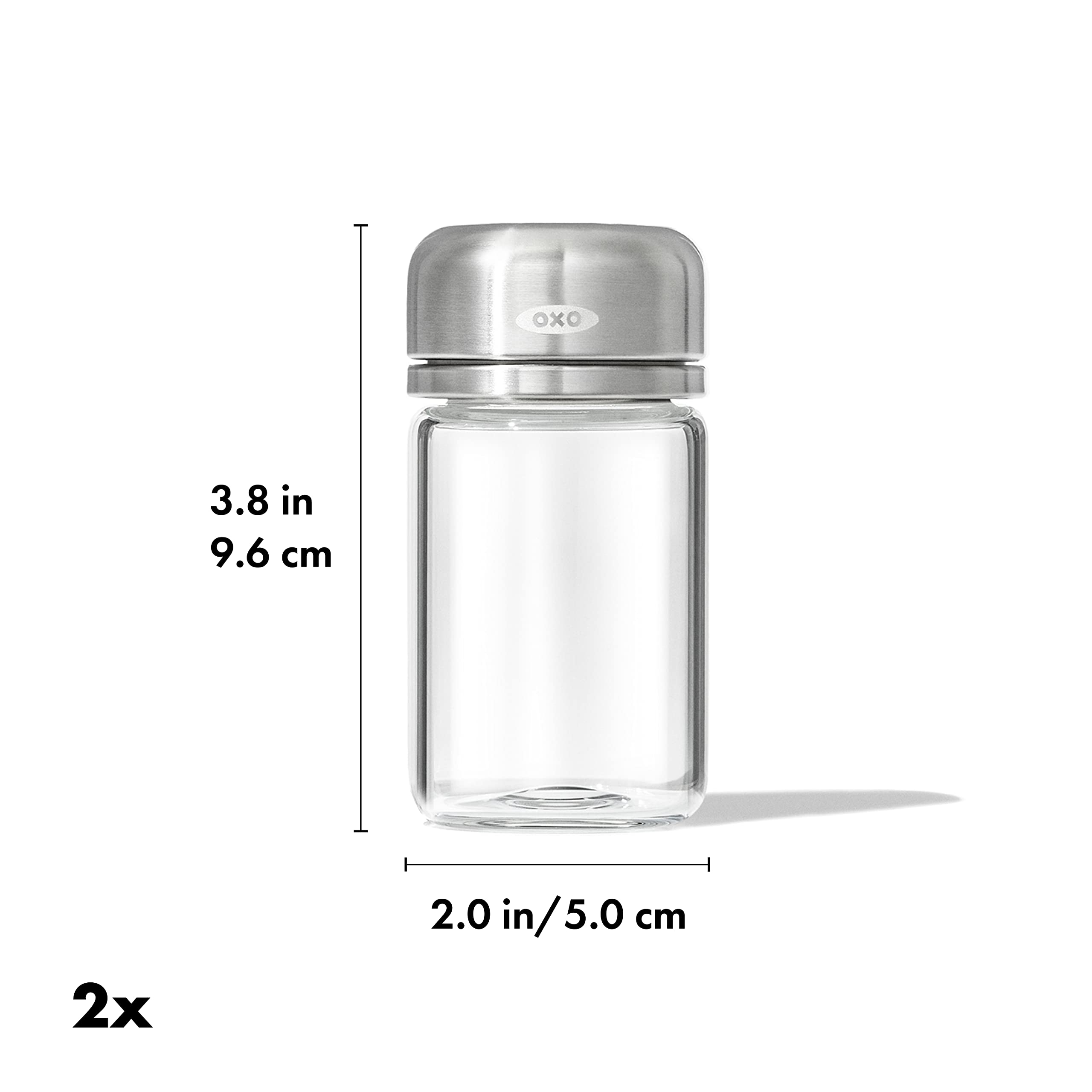 OXO glass close-up showing clear body texture and easy-to-clean surface benefit