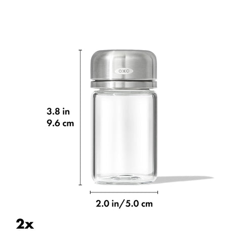 OXO glass close-up showing clear body texture and easy-to-clean surface benefit