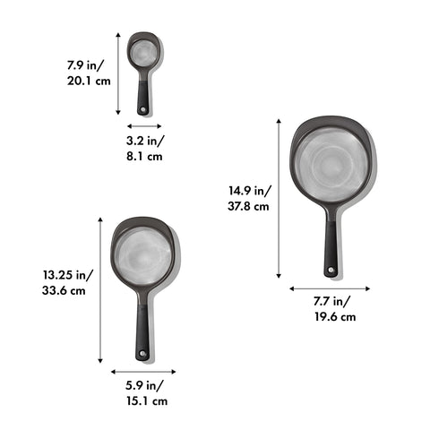 OXO Good Grips three sizes lined up demonstrating size options and versatility