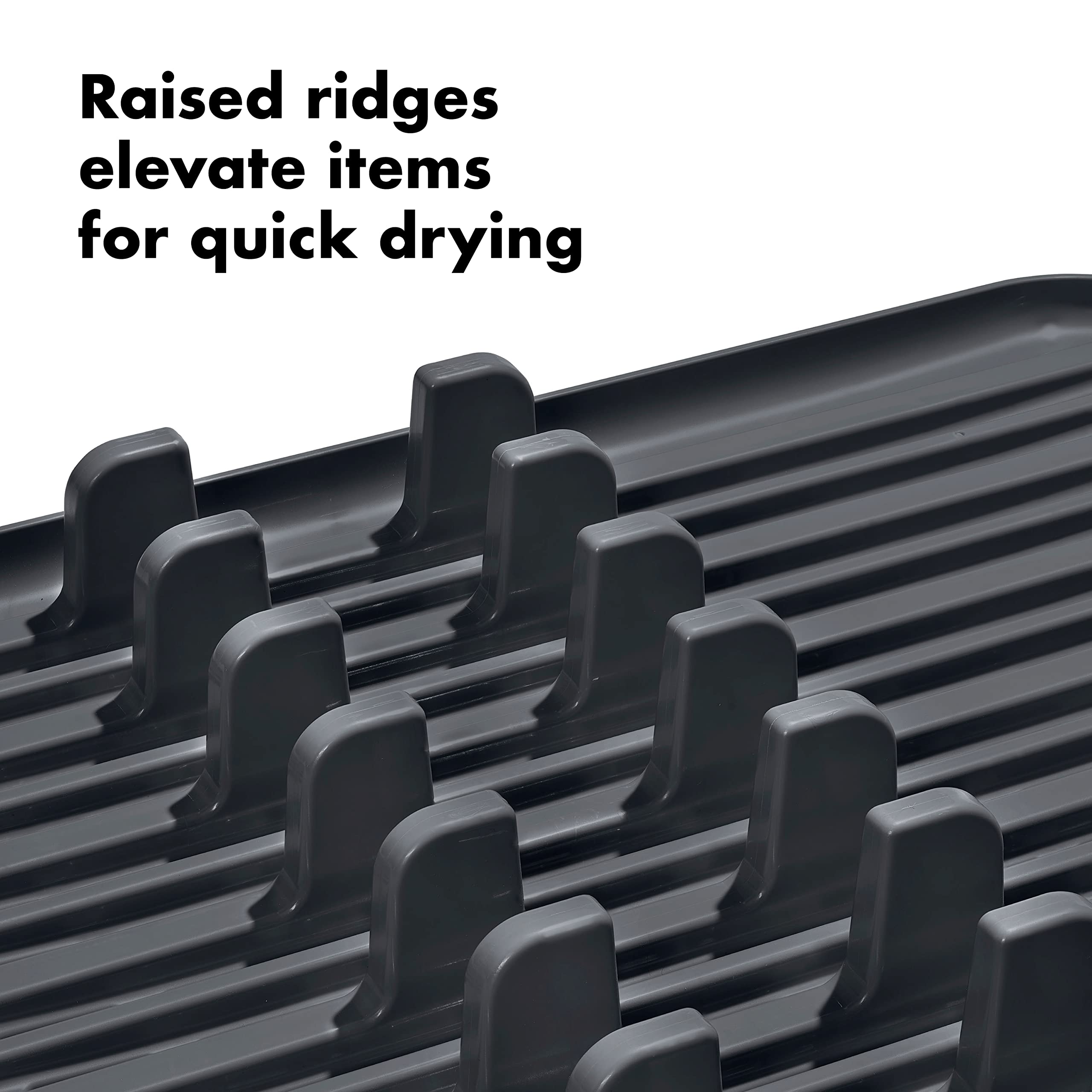 OXO Good Grips adjustable drain tray angled to sink preventing countertop puddles