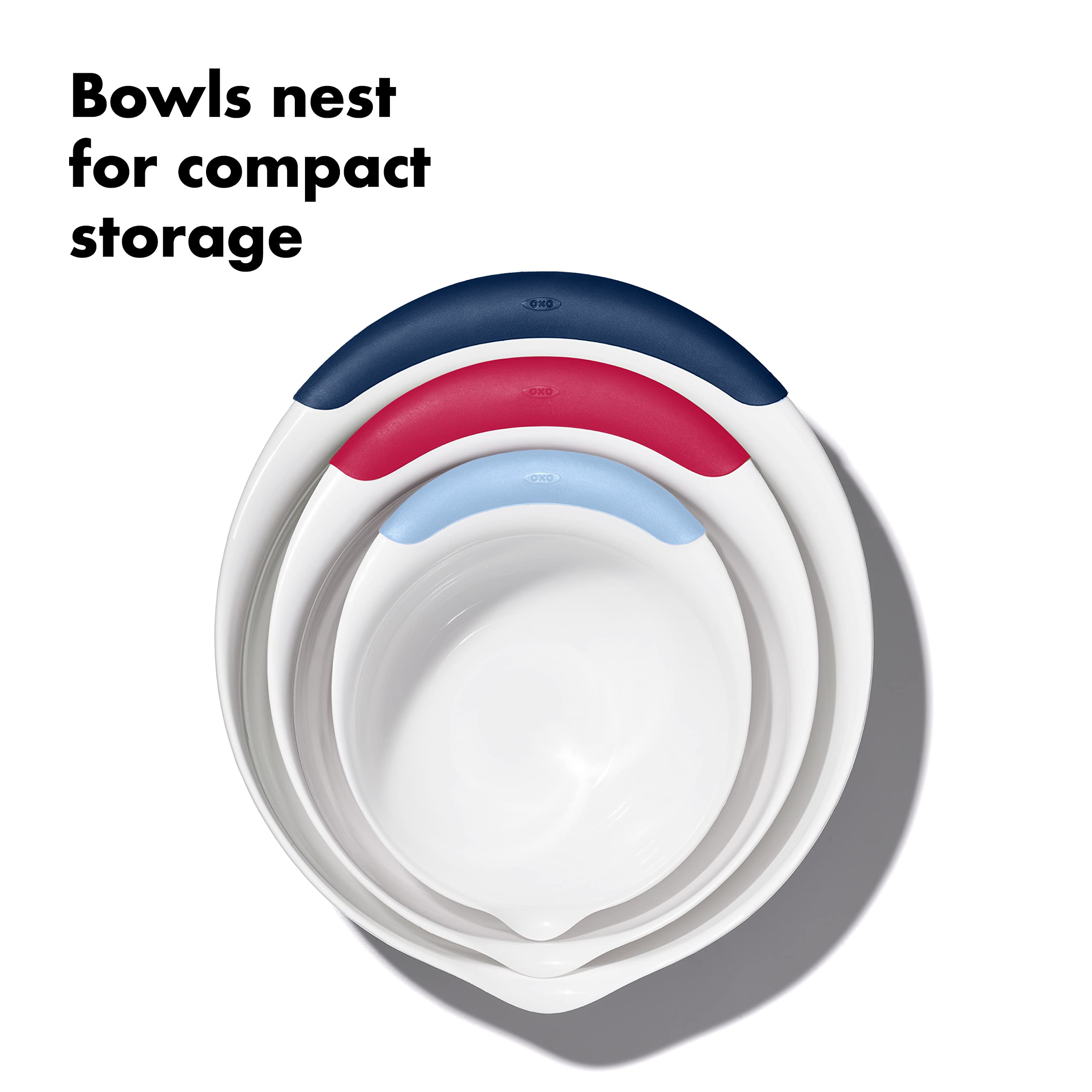 OXO Good Grips bowls in kitchen use mixing salad with steady handling