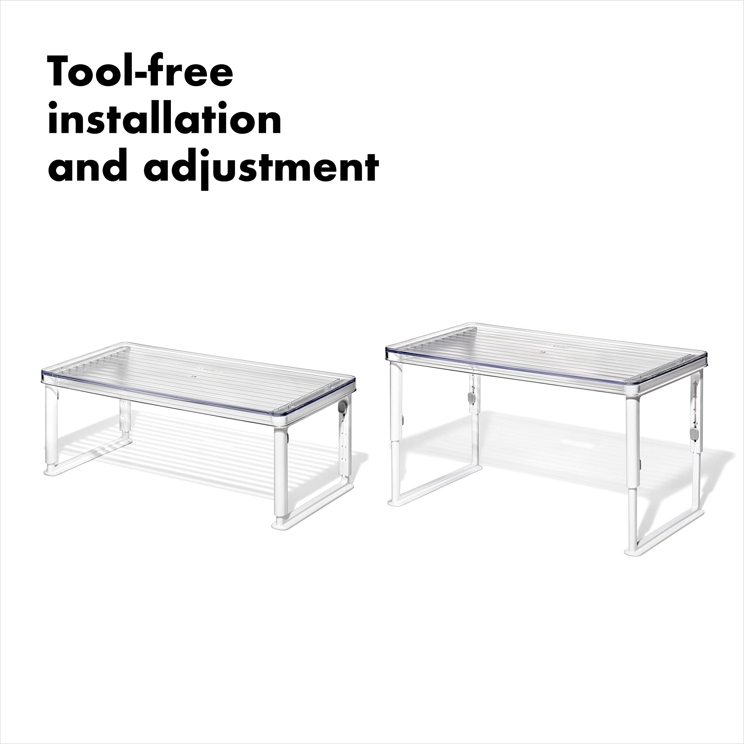 OXO Good Grips close-up of adjustable legs demonstrating secure height settings