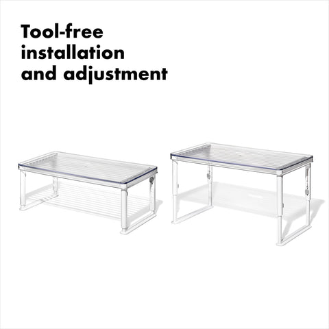 OXO Good Grips close-up of adjustable legs demonstrating secure height settings