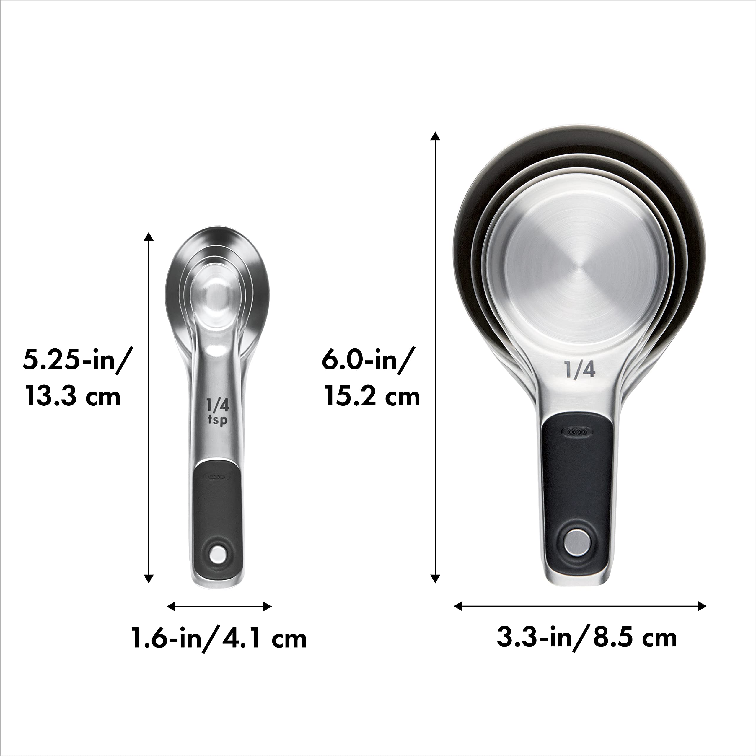 OXO Good Grips measuring cups leveling flour to show accurate ingredient leveling
