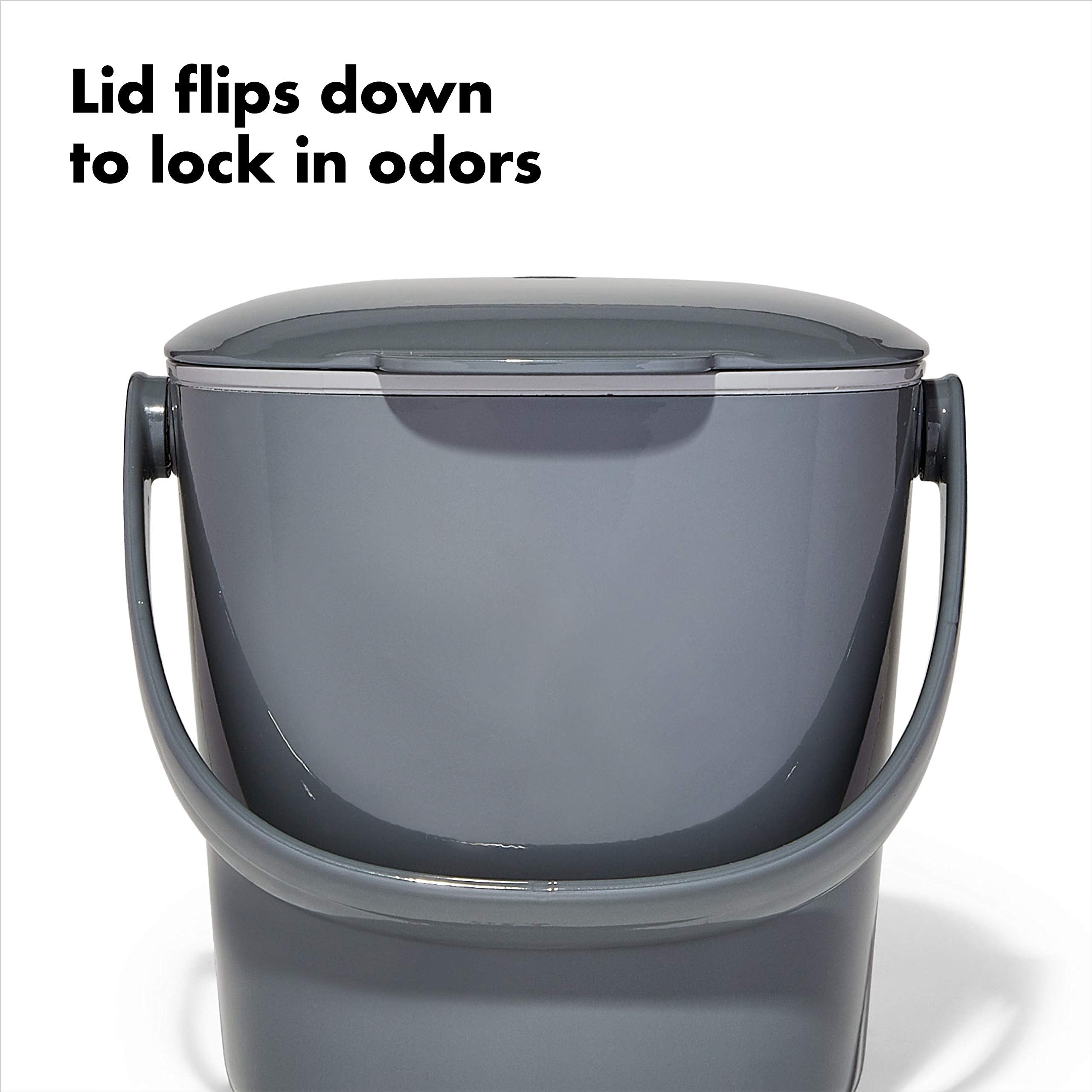 OXO Good Grips contoured bottom shown for cleaner, fuller emptying benefit