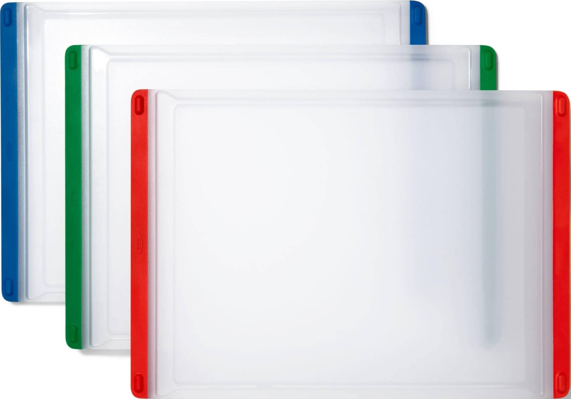 OXO Good Grips front view showing three color-coded boards for organized prep